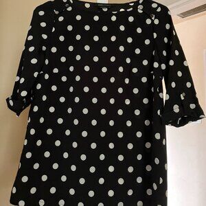 BCBG MAXAZRIA Women´s Polka Dot Top Black White Blouse Sz S